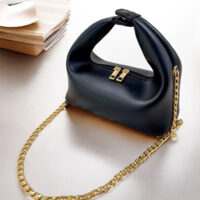 Mira Black Shoulder Bag with Gold Chain