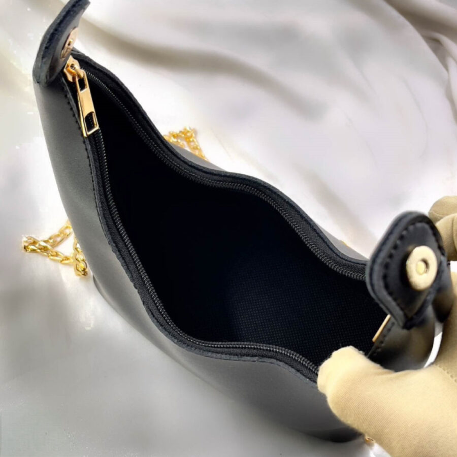 Mira Black Shoulder Bag with Gold Chain