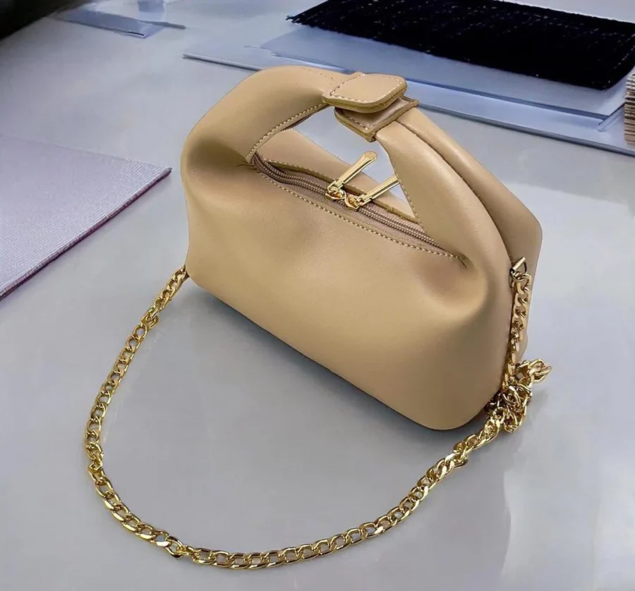 Mira Beige Shoulder Bag with Gold Chain 2