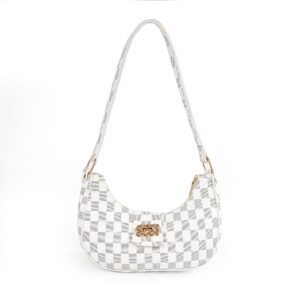 Chelsea Checkered White Shoulder Bag