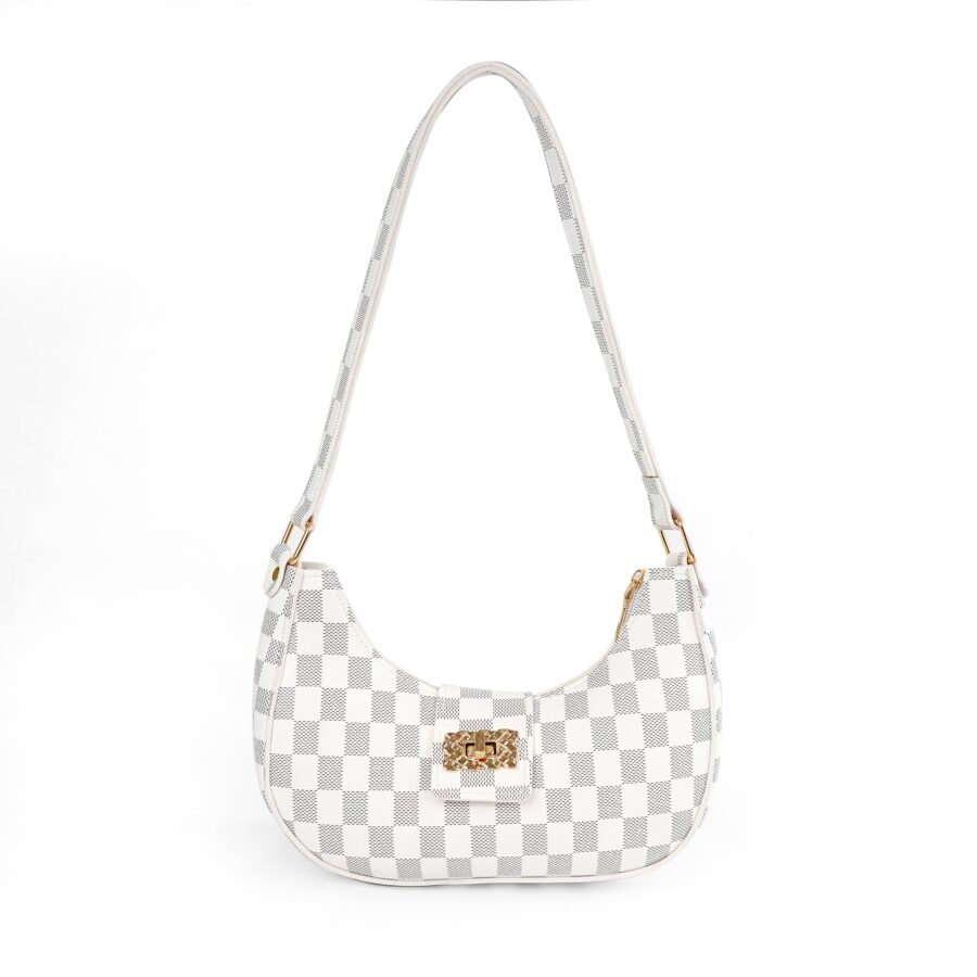 Chelsea Checkered White Shoulder Bag