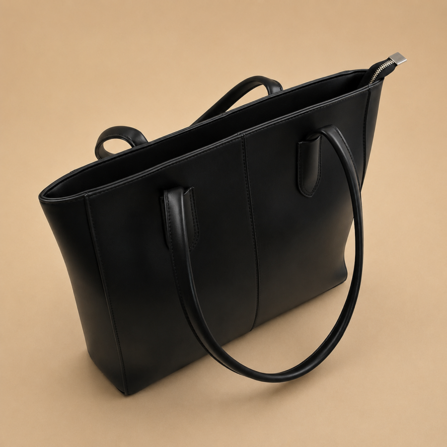 Evora Black Tote Bag With Free Pouch