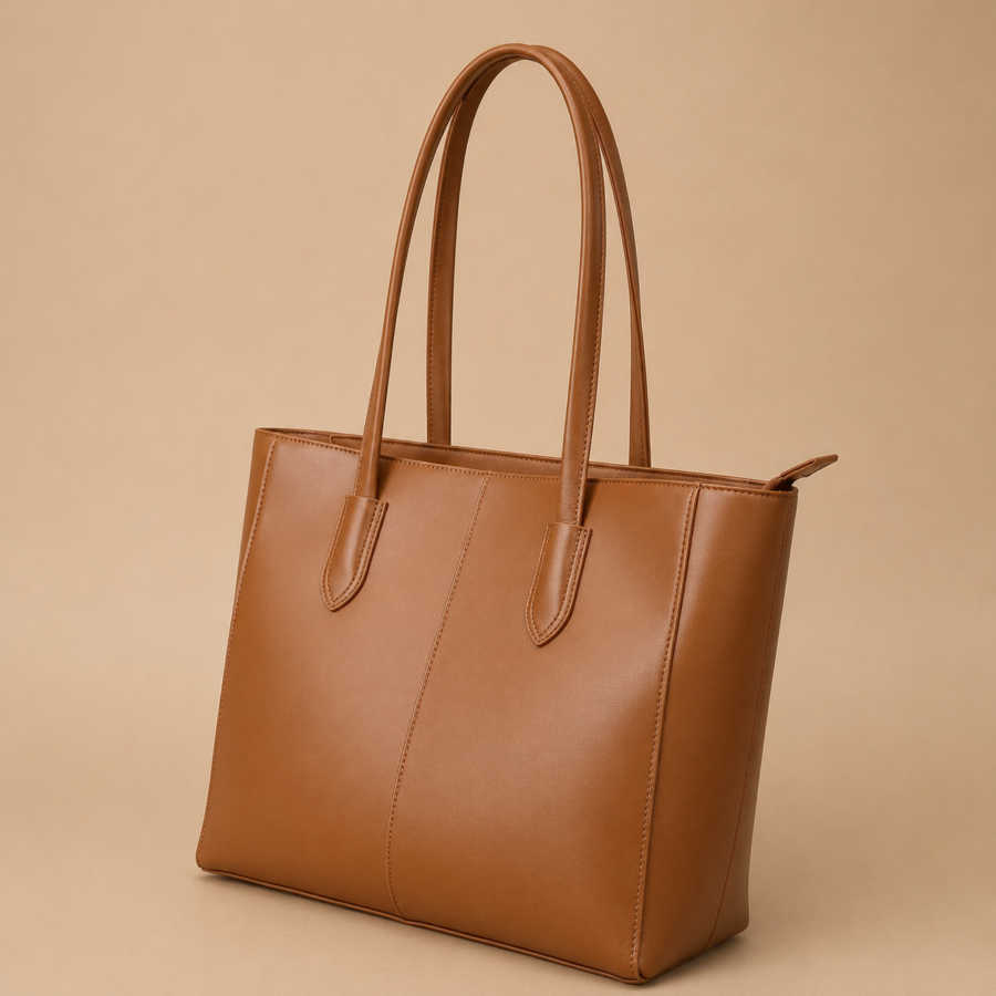 Evora Brown Tote Bag With Free Pouch