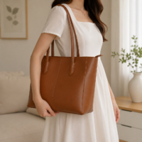 Evora Brown Tote Bag With Free Pouch
