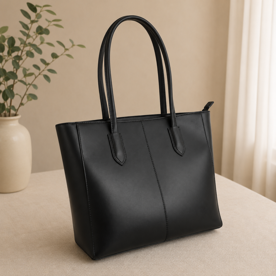 Evora Black Tote Bag With Free Pouch