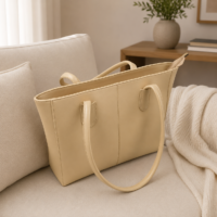 Evora Beige Tote Bag With Free Pouch