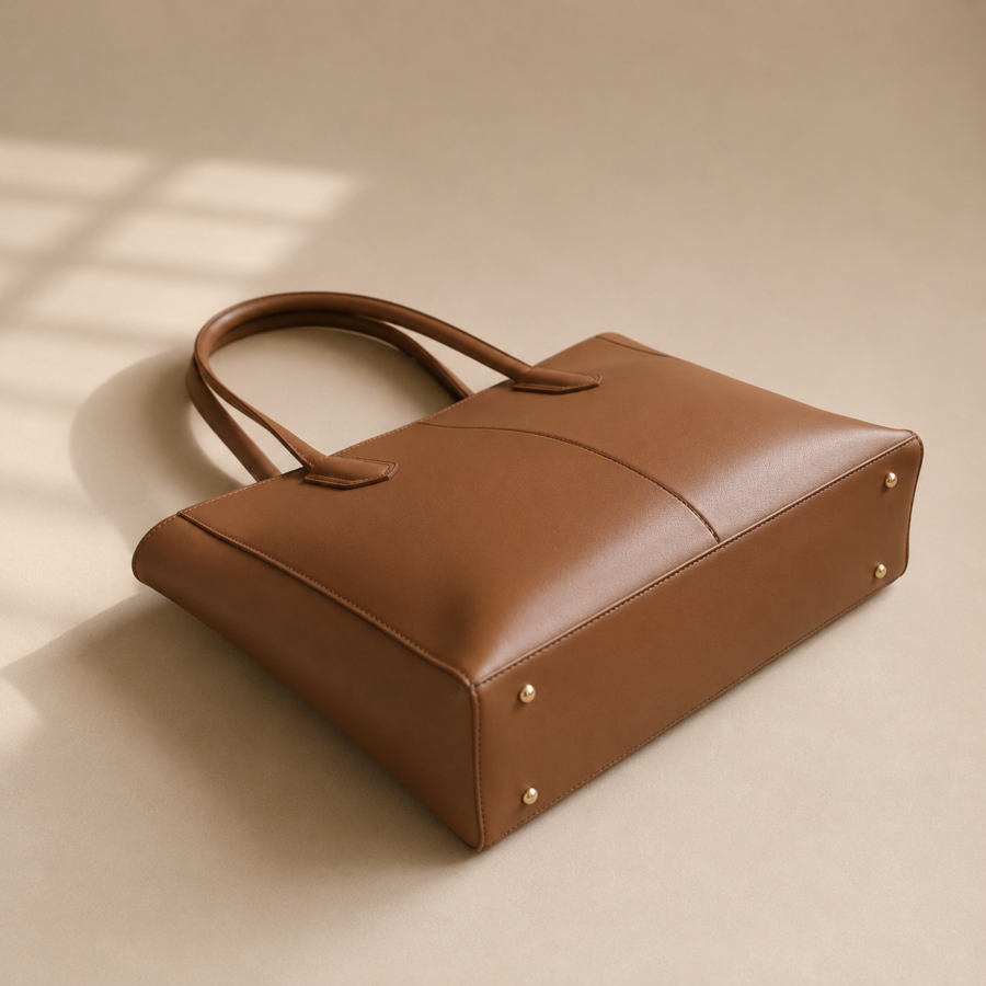 Evora Brown Tote Bag With Free Pouch