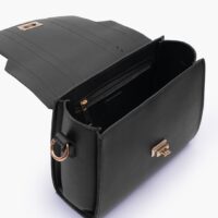 Black Compact Top Handle Cross Body Bag