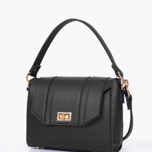 Black Compact Top Handle Cross Body Bag