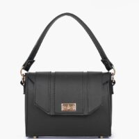 Black Compact Top Handle Cross Body Bag